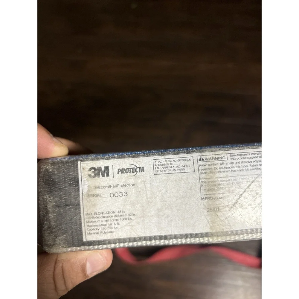 3M Protecta 1341001 6ft Shock Absorbing Fall Protection Lanyard ANSI OSHA
